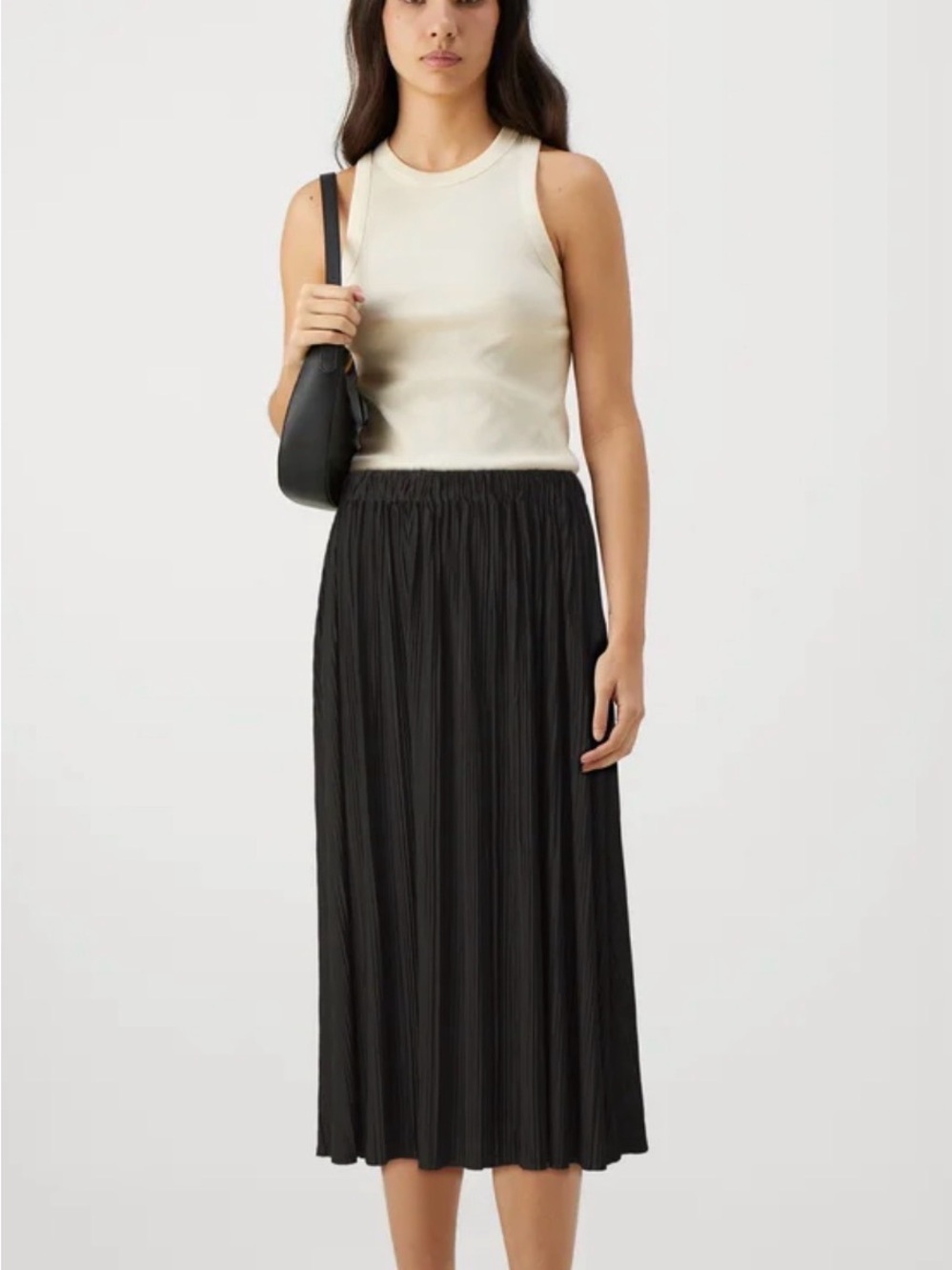 SAMSOE SAMSOE Uma Pleated Midi Skirt Black Size M Minimalist Scandinavian Chic